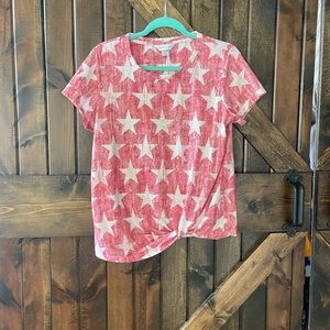 Christopher & Banks Red Graphic Tie Front T-Shirt with tie detail